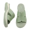 SIKETU Marke Freizeit Keil Rutschen Frauen Strass Grafik H-Band Schuhe Einfarbig Strand Elegante Plattform Slipper Grün Licht 41
