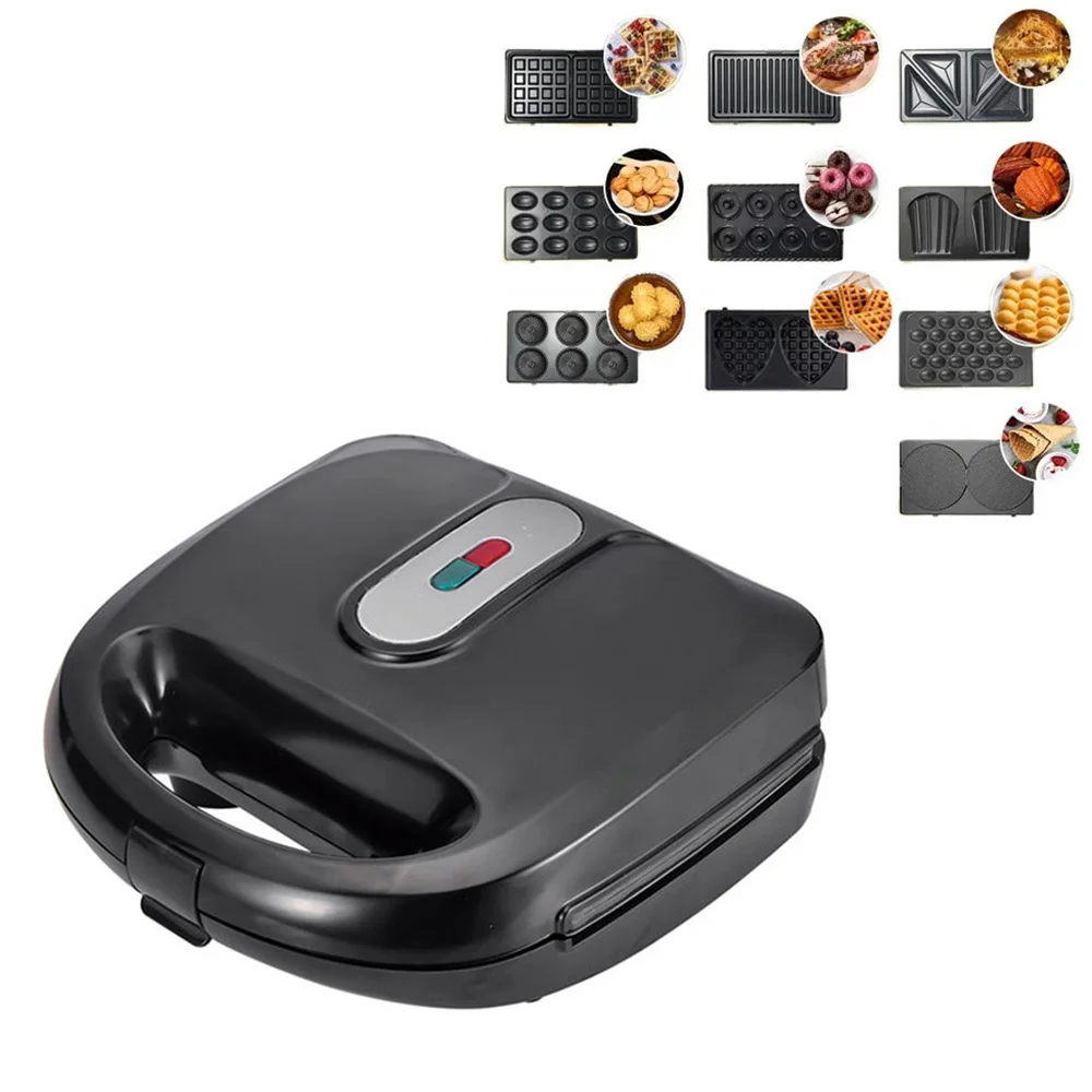 10-in-1 750W Sandwichmaker Frühstücksgerät mit austauschbaren Platten – Antihaftbeschichtung & doppelseitige Heizung Image