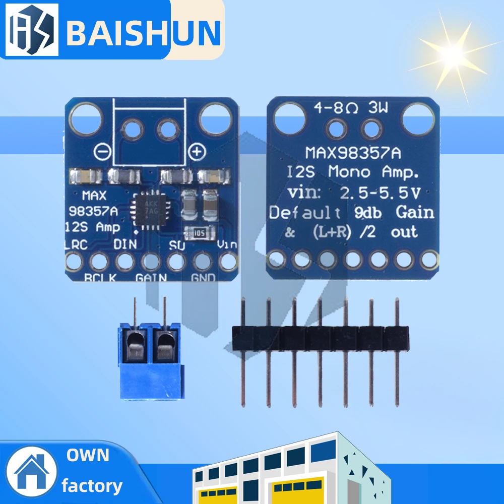 ‌ MAX98357 I2S Class D Audioverstärker-Breakout-Modul – 3 W filterlose Mono-DAC-Karte für Raspberry Pi 4/5, ESP32, für Arduino Image