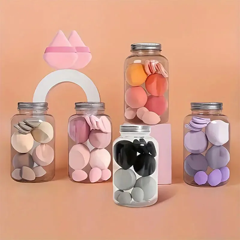 14 Sätze Make-up-Schwamm-Sets, Beauty-Schwamm-Mixer, 4 Gesichtstücher und 4 Mini-Make-up-Schwämme, geeignet für Flüssigkeiten, Image