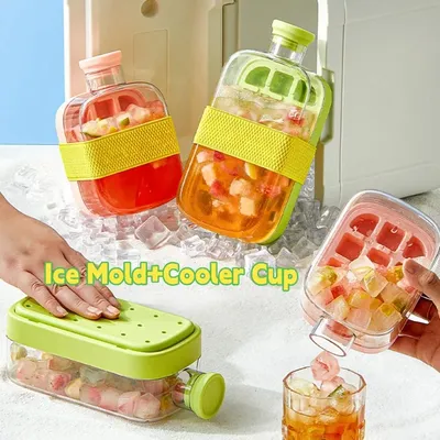 Silikon Eis Form Flasche Kühler Tasse mit Stroh 500/800ML Demould Ice Cube Maker Tablett Outdoor Fitness Getränke Eis getränke Tasse