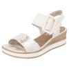 Sandalette REMONTE "ELLE-Collection", Damen, Gr. 39, gold (creme, goldfarben), Leder, Bast, feminin, Schuhe, Sommerschuh, Sandale, Bequemschuh mit Klett unter der Zierschnalle