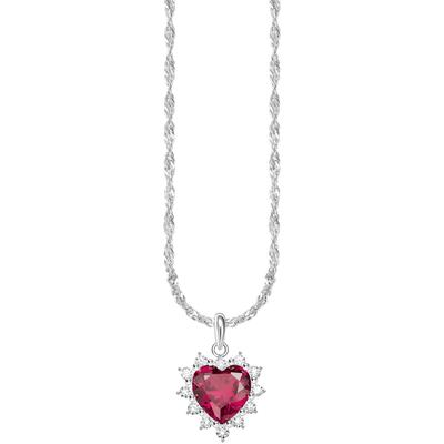 Kette mit Anhänger THOMAS SABO "Romance Herz-Kette, KE2305-013-10-L45V" Gr. 45, silberfarben, kristallweiß, rot, Halsketten, Damen, 45, Silber 925 (Sterlingsilber), mit Zirkonia (synth.), Rubin Image