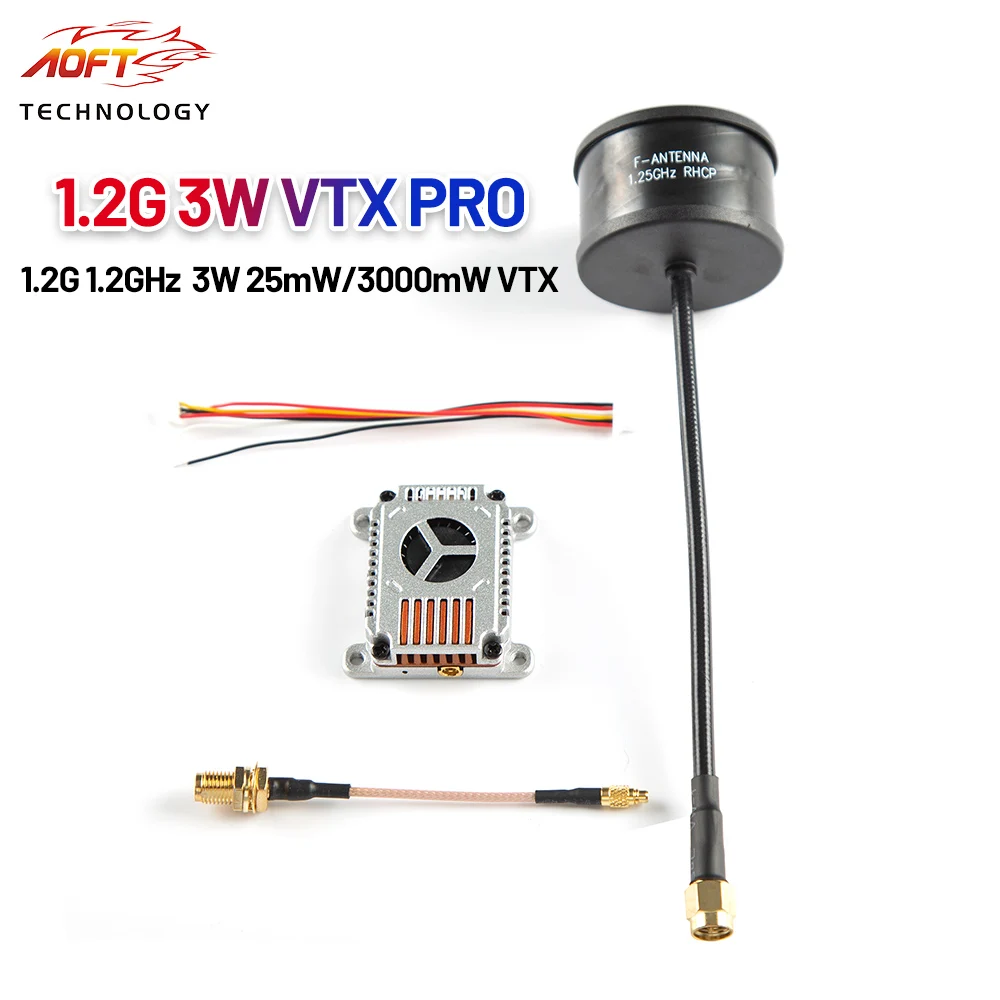 1,2 G 1,2 GHz 3 W VTX 25 mW/3000 mW FPV Audio Video Sender Senden Modul 1060 MHz-1380 MHz für RC FPV Starrflügel Drohnen Image