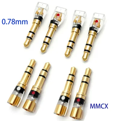 2 Stück MMCX0,78 mm Buchse auf 3,5 mm Stecker Konverter, vergoldeter Metall-Kopfhörer-Adapter, Image