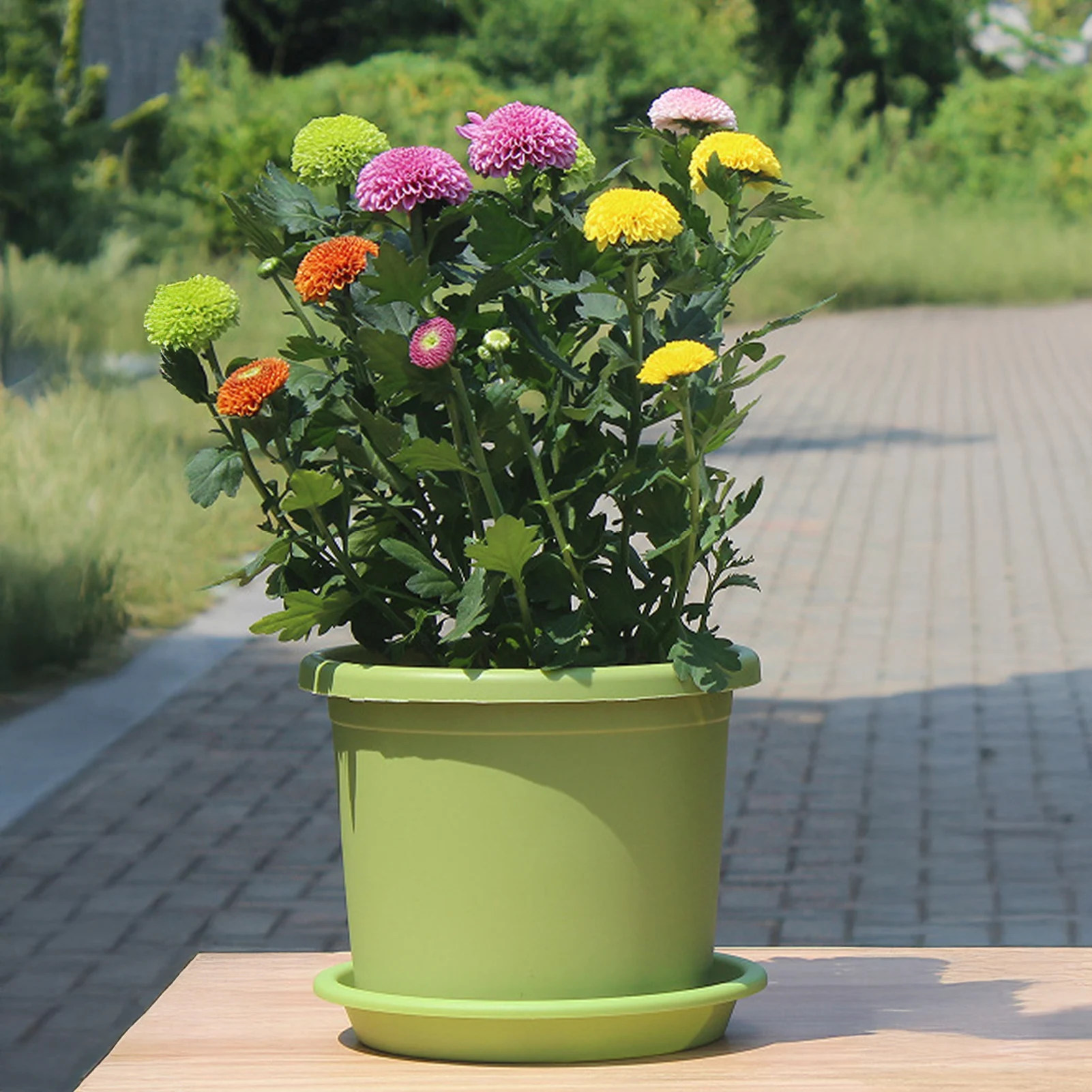 Verdickter Harz-Blumentopf mit Tablett, große Vase, Rose, Hortensie, Pflanztopf, Heimbalkon, Dekoration, vier Jahreszeiten, Gartenbedarf Image