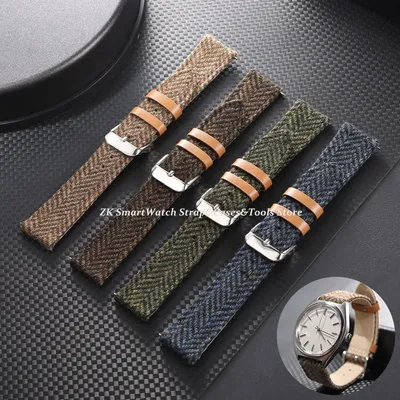 Vintage Nylon Leder Uhrenarmband 18mm 20mm 22mm für F-91w Armband Quick Release Gestrickte Image