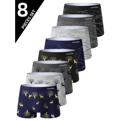 8-teiliges Set Herrenunterwäsche, trendige Persönlichkeit, High-End-Herren-Boxershorts, weich, atmungsaktiv, gesund, lässig, Sport, Herrenhosen Image