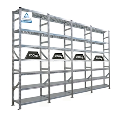 PROREGAL Fachbodenregal PROXIMO Stecksystem | Komplettregal | HxBxT 250x360x50cm | 7 Ebenen | Beidseitig nutzbar | Verzinkt Image