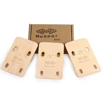 3Pcs Maple Bass Neck Shims 0.25/0.5/1 Degree Guitar Neck Gasket Guitar Neck Shim Spacer Protector