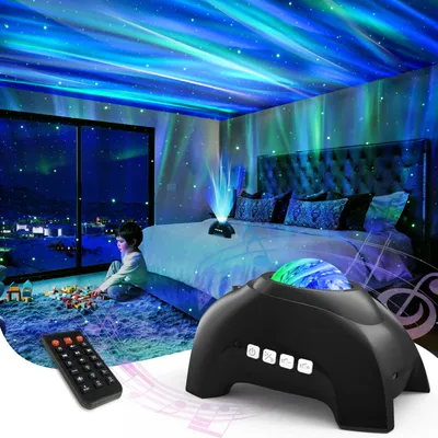Northern Lights Aurora Projector Star Projector Wich Music Speaker White Noise Timing Remote Control