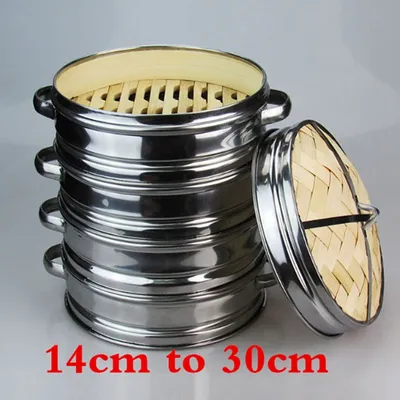 Stainless Steel Cookware Bamboo Steamer Bamboo Steamer Rice Snack Basket Set Dumpling Steamer