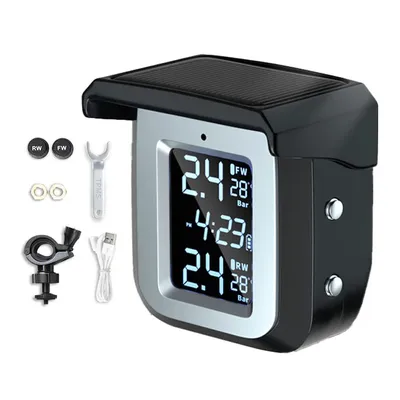 Solar Motorcycle Tire Pressure Detector Wireless Tire Pressure Monitor Monitoring System Waterproof