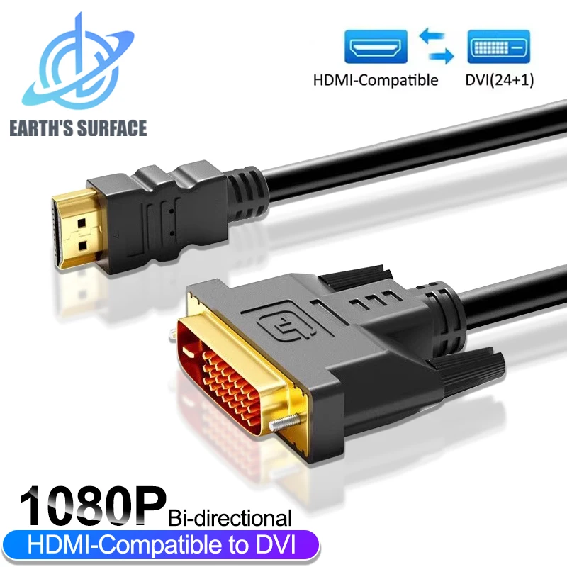 Cavo convertitore compatibile HDMI a DVI 1080P Cavi adattatori bidirezionali compatibili DVI a HDMI per PC TV Box PS4 DVD Projetor