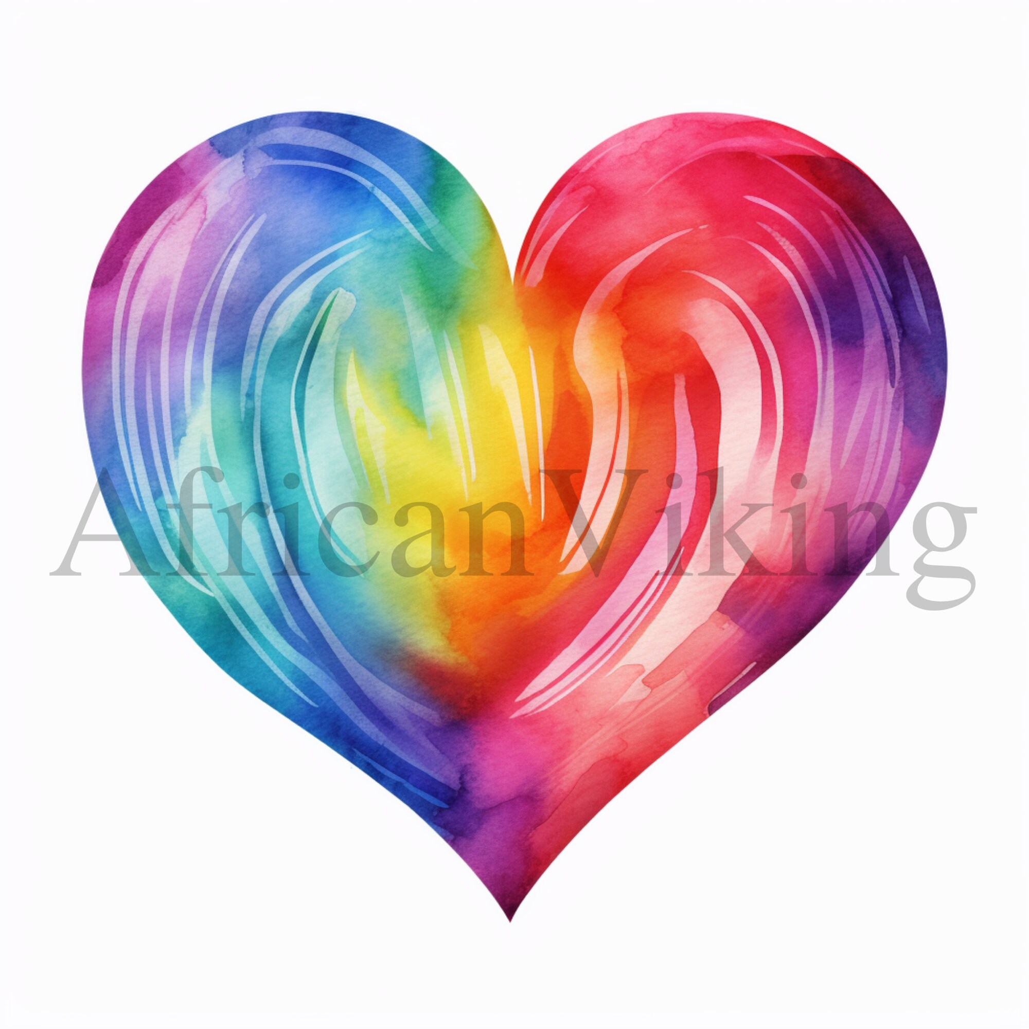 Clipart cuore arcobaleno, 10 JPG di alta qualità, download digitale, clipart acquerello, clipart stampabile, creazione con la carta, clipart digitale