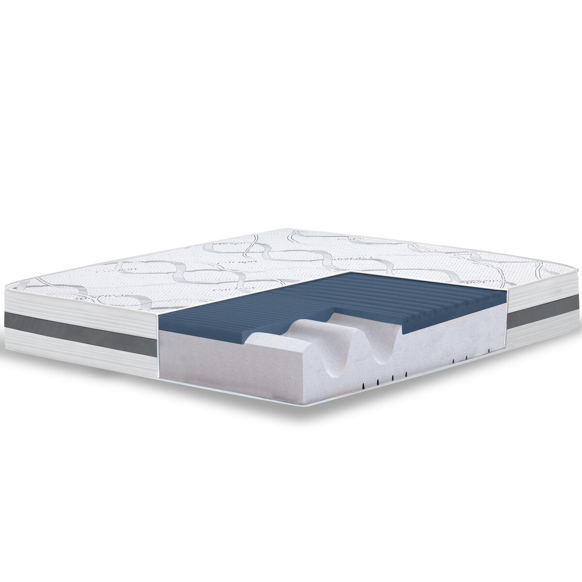 THE WHITE STONE Doppelmatratze 140x175 Memory Foam Premium Quality, Antibakteriell, Anti-Milben, Anti-Allergie.| Höhe 22 cm | Made in Italy Image
