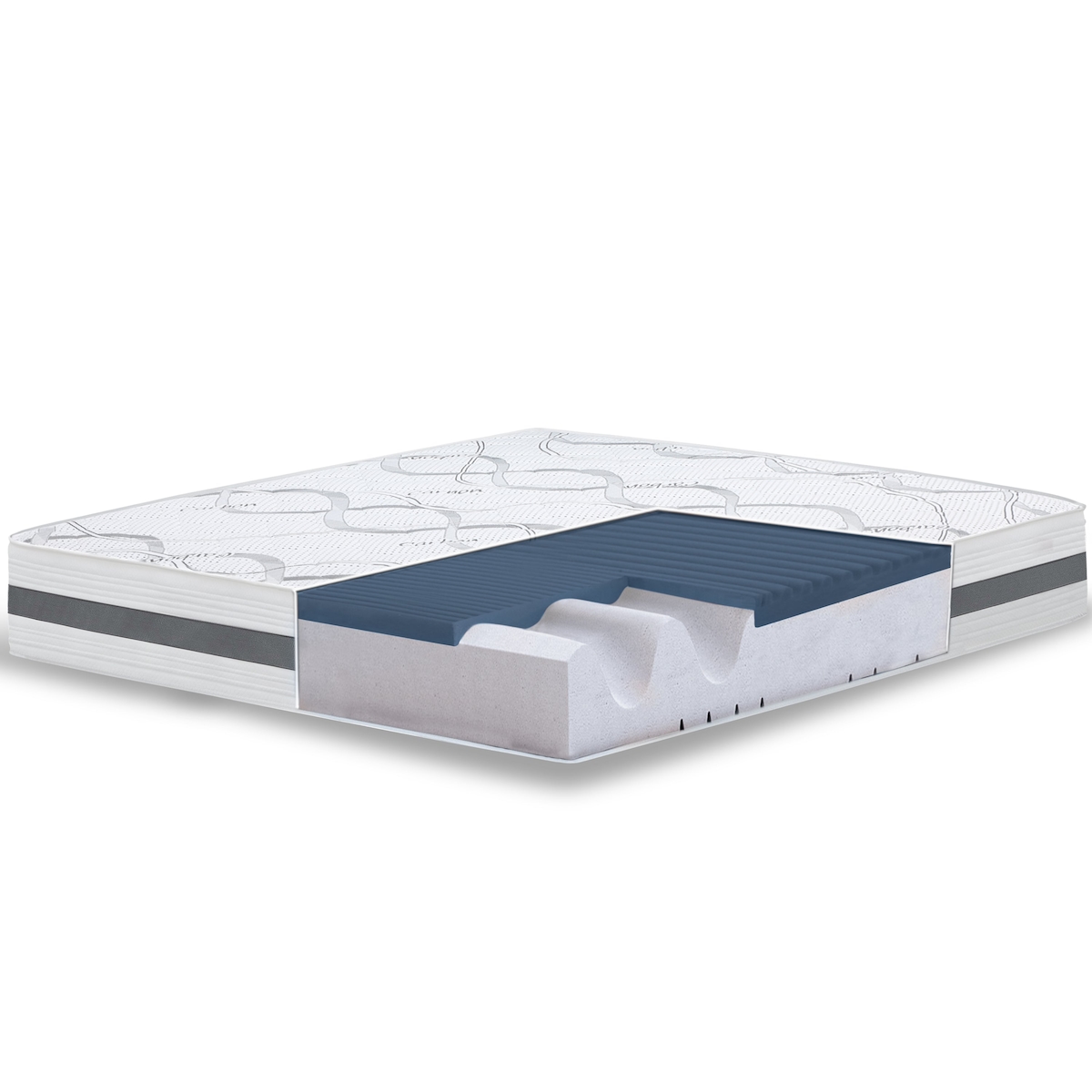 THE WHITE STONE Doppelmatratze King Size 240x260 Memory Foam Premium Quality, Antibakteriell, Anti-Milben, Anti-Allergie.| Höhe 22 cm | Made in Italy Image