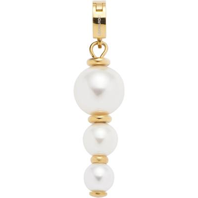 Charm-Einhänger LEONARDO "Anhänger Boa Clip & Mix, 024424", gold (gelbgoldfarben, weiß), Charms, Damen, Edelstahl, Perlen, mit Perle (imitiert) Image