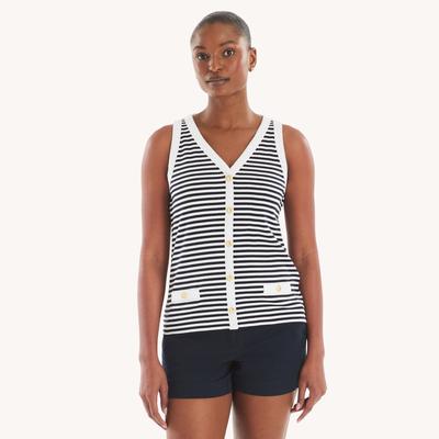 Nautica Women's Striped Cardigan Tank Navy, XL