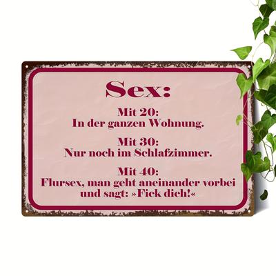 TEMU 1pc Humorous German Evolution Of Intimacy Metal Sign - Retro Wall Art For Home Decor, 8x12 Inch, Indoor/outdoor Use, Perfect Festive Gift, Retro Decoration | Distressed Metal Sign | Rustic Finish Image