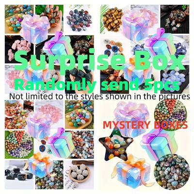 TEMU Natural Stone Surprise Mystery Box Contains Natural Stones, Polished Stones, Crystals, Agates, Sets, Fashionable And Interesting. Have A Unique Opp Bag Packaging Image