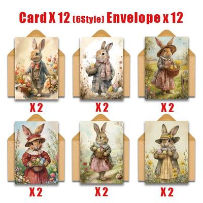 TEMU 24pcs Rabbit Easter Cards With Envelopes, Easter Cards Bulk Set For Colleague Image