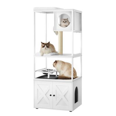 TEMU Scratching Post 3-in-1, With Cat Litter Cabinet, Raised Litter Stand Image