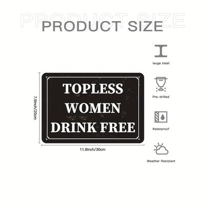 "TEMU 1pc Vintage "topless Women " Metal Sign - 8x12 Inch, Distressed Black & White Decorative Tin Wall Art For Bars, Cafes, Restaurants, For Man Caves - Easy To Hang, No Power Needed" Image