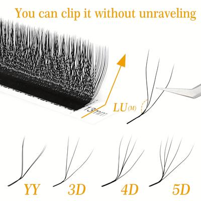 TEMU Comango Lu M Curling Lashes Mix8-15mm Matte Black Cashmere W-shape Lash Extensions Volume Individual Eyelash Extensions Image