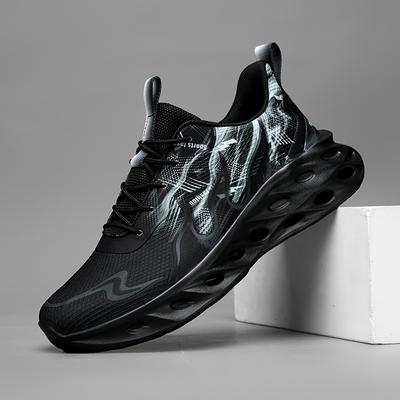 "TEMU Men's Breathable Running Sneakers - Lightweight, Shock-absorbing Sports Shoes With Soft Sole, Mesh Upper, And "" Design For Casual And Outdoor Activities, Running Shoes" Image