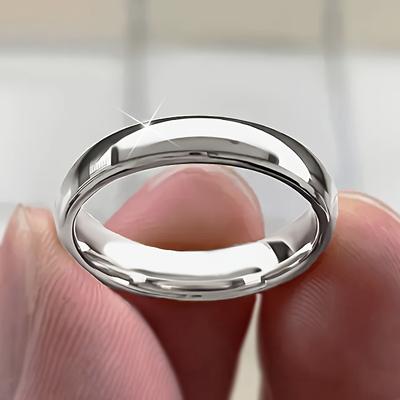 TEMU 1pc Elegant 304l Stainless Steel Ring - , Ideal For Couples, Weddings, And Special Occasions, Versatile Gift For Him Or Her, Wedding Ring||durable Wedding Band, Wedding Rings Image