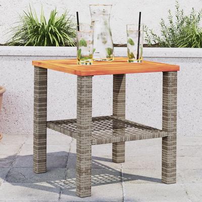 TEMU Garden Table Gray 40x40x42 Cm Poly Rattan Acacia Wood Image
