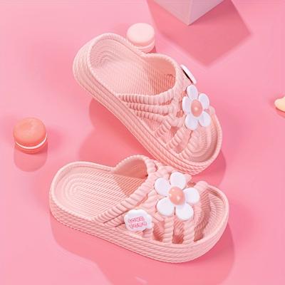 TEMU New Fashionable Cute Floral Princess Shoes For Girls, Versatile Comfortable Beach Slippers With Eva Material Soft Sole Image