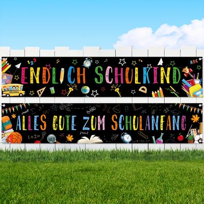 TEMU 2 Stück Alles Gute Zum Schulanfang Banner Einschulung Deko Schulkind Girlande Banner Schuleinführung Stoff Hintergrund Banner Photo Booth Deko Schulanfang Junge Mädchen Schultag Deko Image