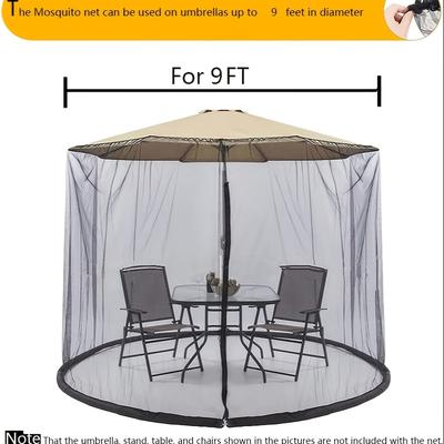 TEMU Upgrade Outdoor 6ft, 9ft, 11ft Patio Umbrella Mosquito Netting Mosquito Net With Zipper Door For Most Outdoor Umbrellas Or Cantilever Offset Hanging Umbrellas ( Mosquito Net Only ) Image