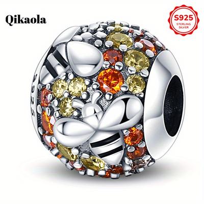 TEMU 1pc Of 925 Sterling Silver Pink Bead Pendant, Suitable For Women To Wear, Fashionable Pendant Beads, Suitable For Bracelets, Necklaces, Making, S' Gift Image