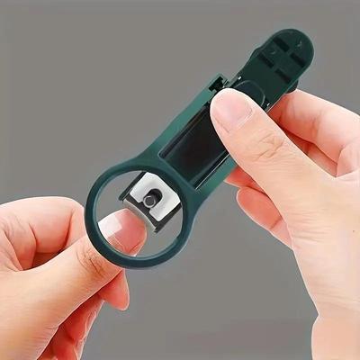 TEMU Ergonomic Stainless Steel Nail Clippers With Magnifier - , Precision Trimming For Fingernails & Toenails, , Image