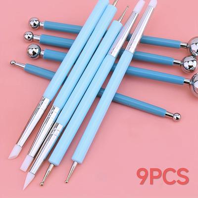 TEMU 9pcs/set Polymer Modeling Clay Sculpting Tools Dotting Pen Ball Stylus, Pottery Ceramic Clay Indentation Tools Set For Diy Nail Art Craft Image