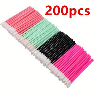 TEMU 200pcs/daily Lip Brush Stick/eyelash Brush, Eyebrow Comb, Lipstick & Mask Applicator, Abs Plastic Handle, Odorless, Suitable For All Light Beige Types - Disposable Makeup Tools Image