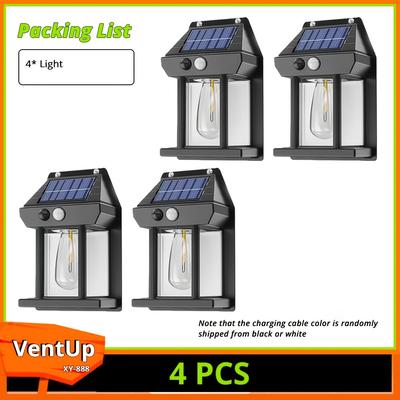 TEMU 4/2/1pc Solar Rechargeable Wall Lights, Sensor Night Lights, Camp Led Vintage Work Searchlight For Walkways, Fences, Decks, , Patio Lawns, Yard Garden Image