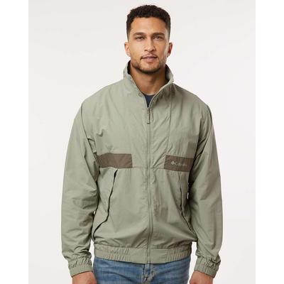 Columbia 212106 Spire Valley Windbreaker in Safari/Stone Green size Small | Nylon
