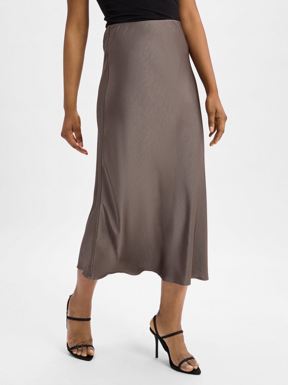 Neo Noir Satin-Maxirock Damen grau, 36