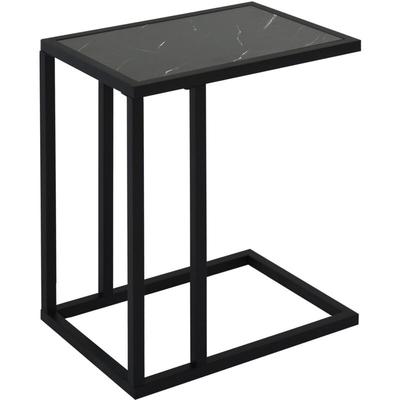 Homcom - Beistelltisch, Couchtisch mit Marmoroptik, Kaffeetisch mit Metallrahmen, für Wohnzimmer, Image
