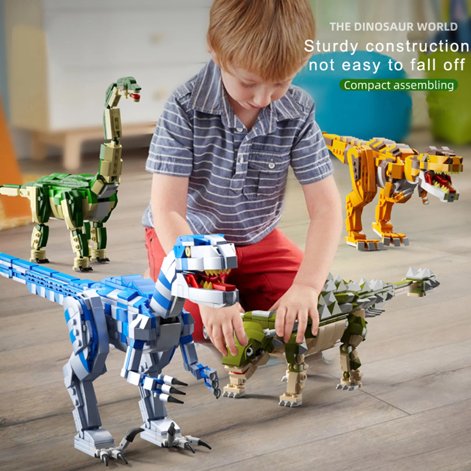 600 + PCS Dinosaurier Welt Bausteine Spielzeug Set Montage Puzzle Modell Ziegel Kreative Bildung Schreibtisch Display Geschenke Image