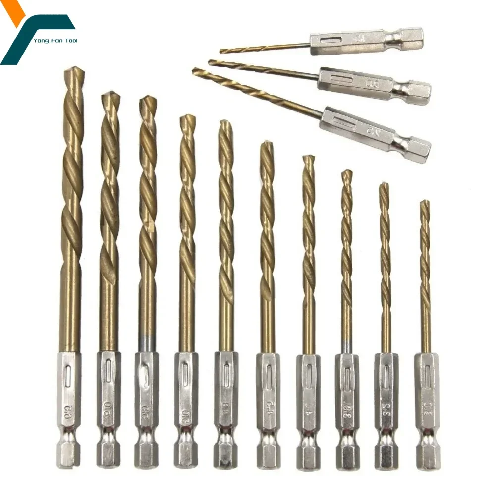 13Pcs Titan Überzogene Spiralbohrer 1,5-6,5mm Sechseckigen Griff Elektrische Bohrer Fahrer Bohren Luft Schraubendreher Werkzeug Zubehör set Image