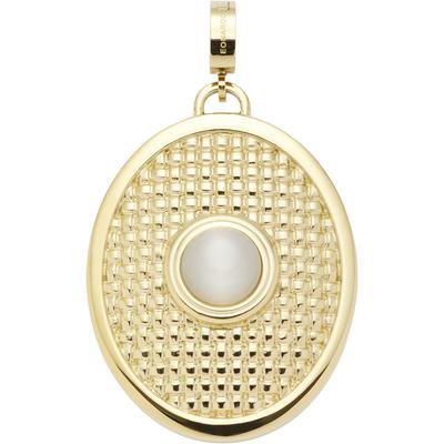Charm-Einhänger LEONARDO "Anhänger Fidelia Clip & Mix, 024403", gold (gelbgoldfarben, weiß), Charms, Damen, Edelstahl, mit Cat´s Eye Image