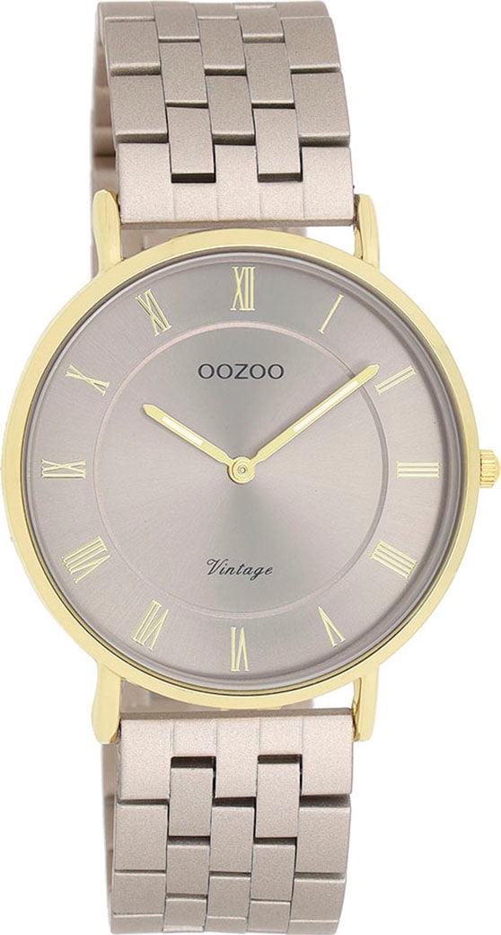 Quarzuhr OOZOO, grau (taupe, schwarz), Armbanduhren, Damen, Quarzuhr, Armbanduhr, Damenuhr, Edelstahlarmband, analog