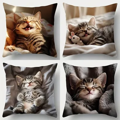 Entzückende Schlafkätzchen-Kissenbezüge, Wohnzimmer-Sofa-Kissenbezug, weich und bequem, Image