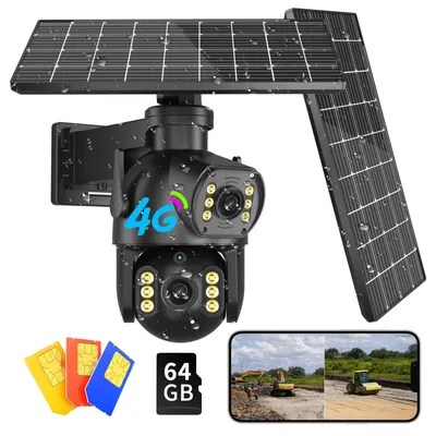 8MP 4K Outdoor Solar 4G Kamera PIR Menschlichen Körper Sensing Panorama IP Kamera Mit Solar Panel Batterie IP66 wetter Beständig Kamera