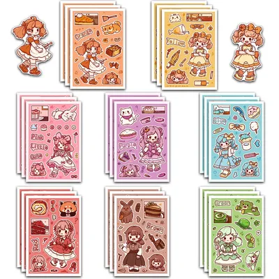 8PCS Cartoon Nette Kleine Mädchen Collage Sammelalbum Collage Material Telefon Fall Gitarre Wasser Tasse Tagebuch Wasserdicht Dekorative Aufkleber Image